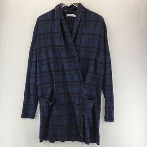 Kokun Dress Tunic Womens Large Bamboo Cashmere Blue Black Plaid Academia Preppy